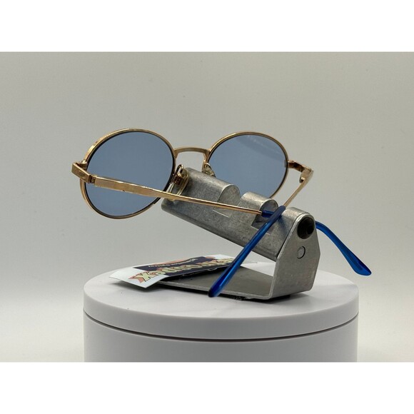 Vintage Y2K Style glasses NOS 2000s Blue Lens Parisian 15 Blue/Gold Round Metal - Picture 9 of 10